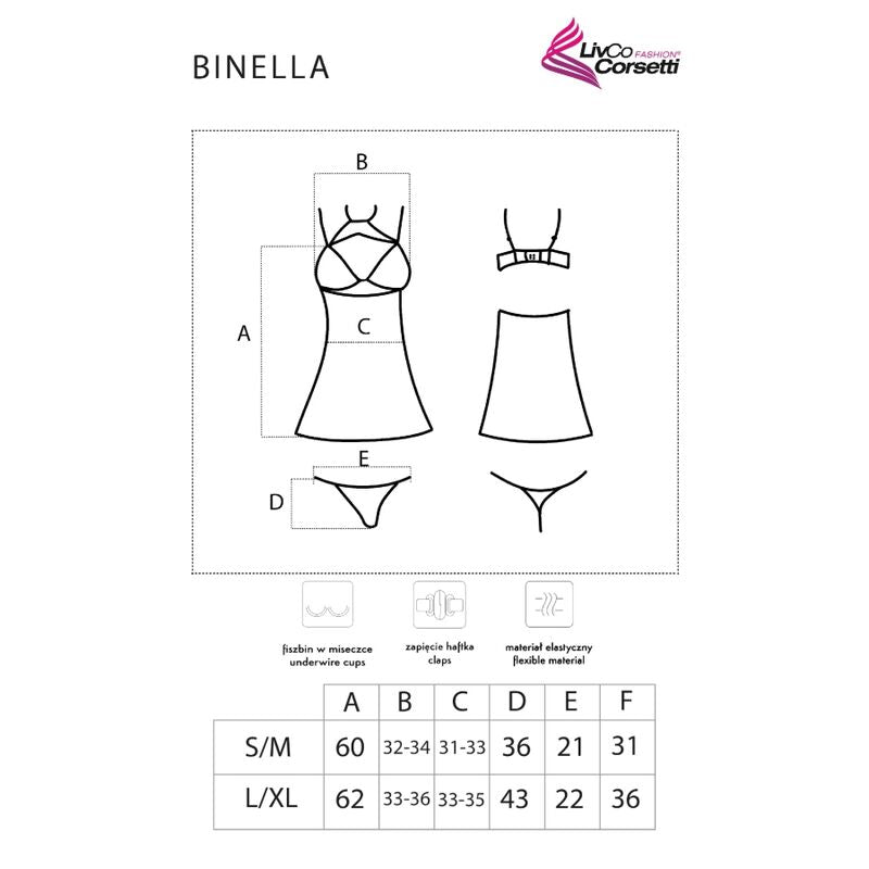 LIVCO CORSETTI FASHION – Binella Set Babydoll + Tanga Schwarz