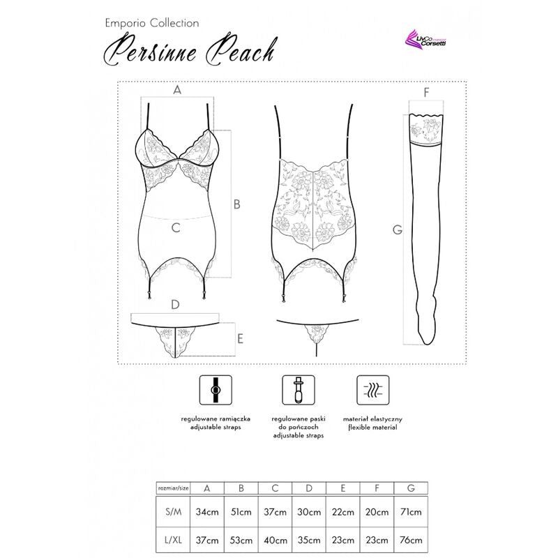 LIVCO CORSETTI FASHION – Persinne Peach Set Korsett + Höschen + Strümpfe