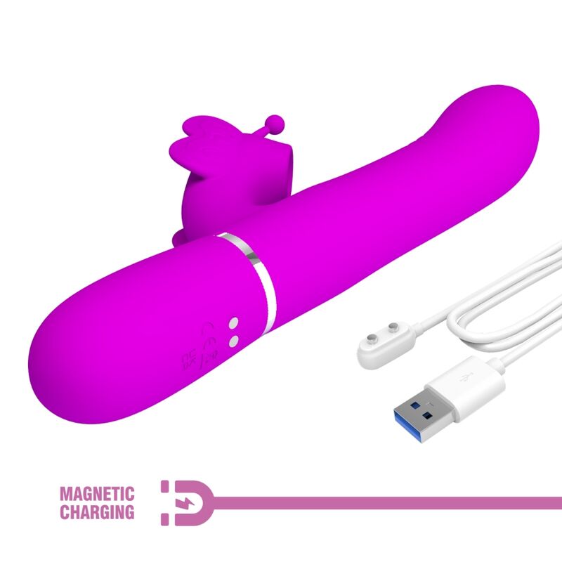PRETTY LOVE – 4-in-1 Multifunktions-Rabbit-Vibrator mit Schmetterlingsdesign, Fuchsia