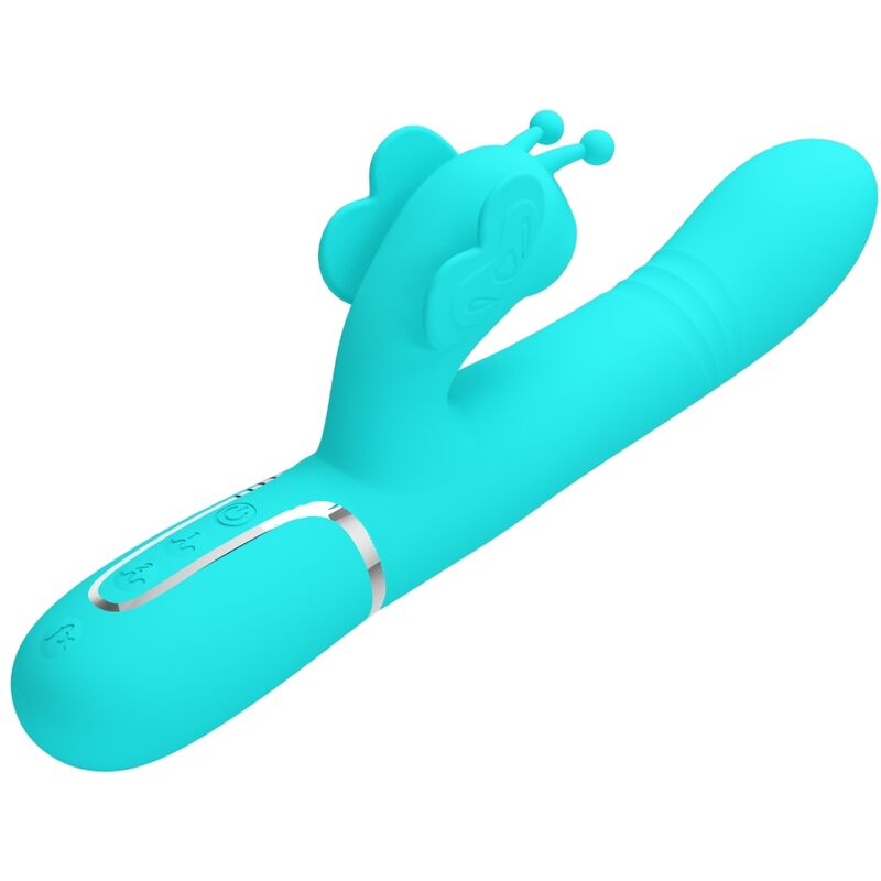 PRETTY LOVE – 4-in-1 Multifunktions-Rabbit-Vibrator mit Schmetterlingsdesign, Aquagrün