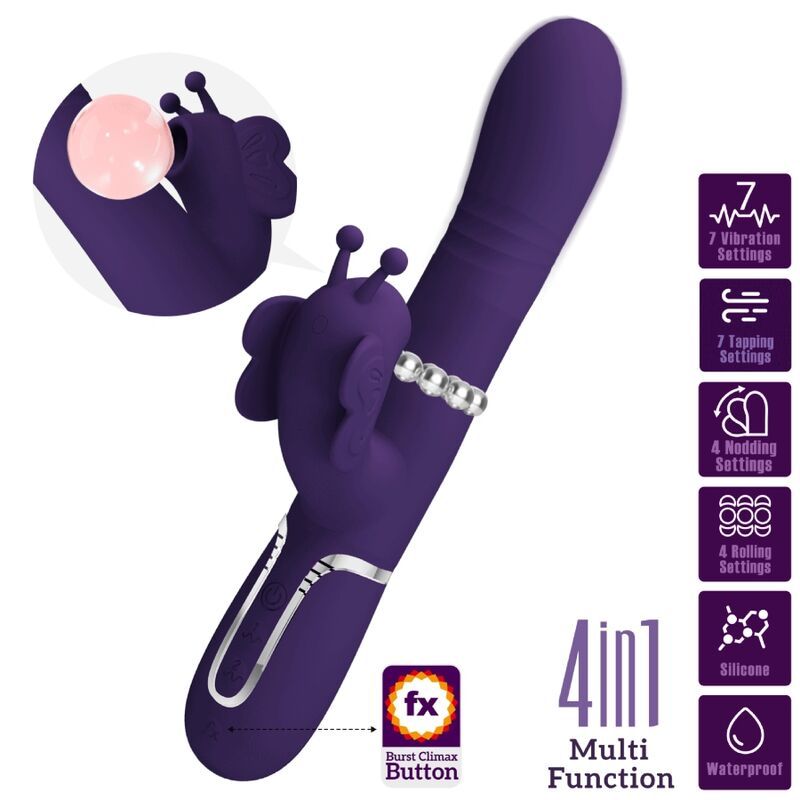 PRETTY LOVE – 4-in-1 Multifunktions-Rabbit-Vibrator mit Schmetterlingsdesign, Lila