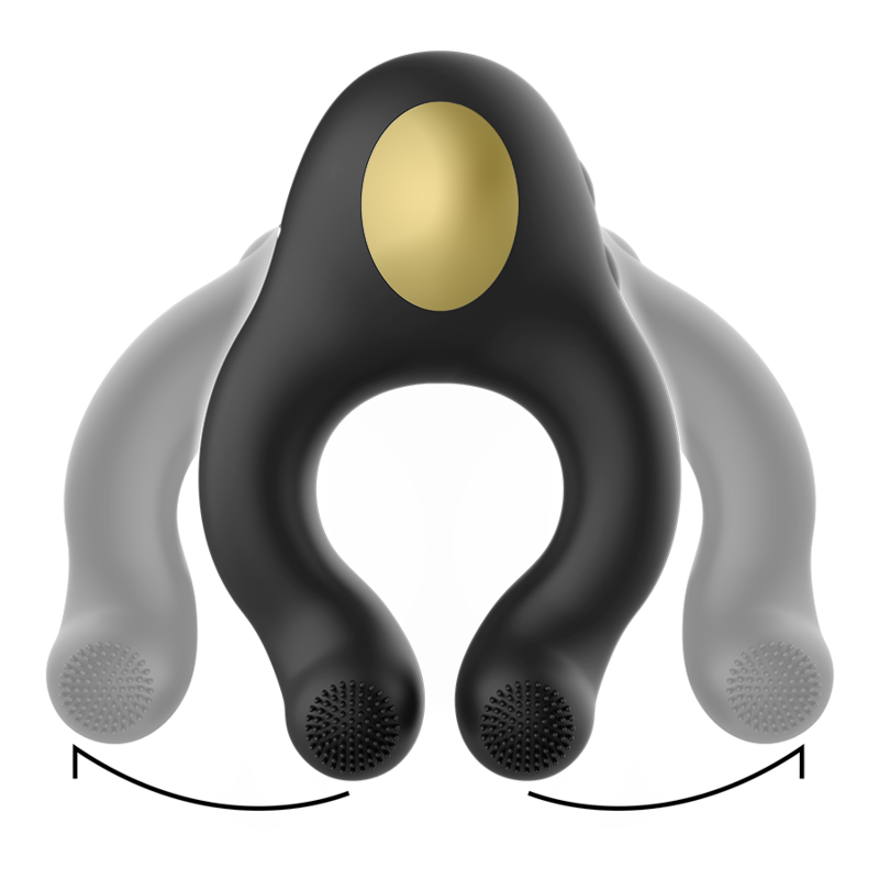 ARMONY – Wiederaufladbarer Silikon-Vibratorring mit 3 Motoren, Schwarz/Gold