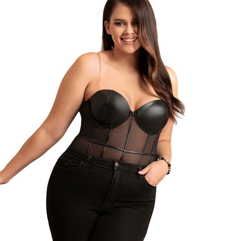 SUBBLIME – Schwarzer Body mit Ketten-Hosenträgern