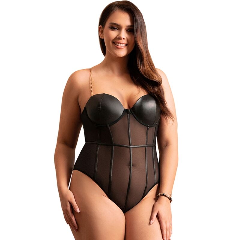 SUBBLIME – Schwarzer Body mit Ketten-Hosenträgern