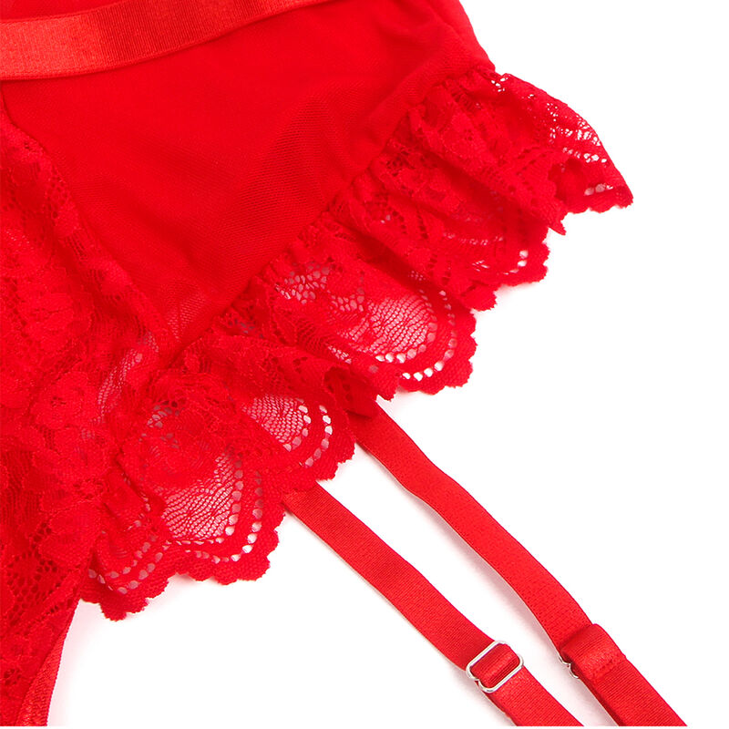 SUBBLIME – Body mit Strumpfband, Spitzendetail und Streifen