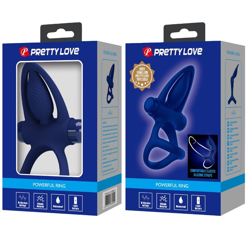 PRETTY LOVE – Mat doppelter Vibrationsring mit Stimulator, Blau