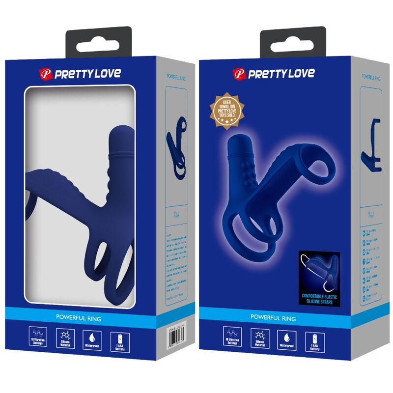 PRETTY LOVE – Elish Vibrationsring mit Penisverlängerung, Blau