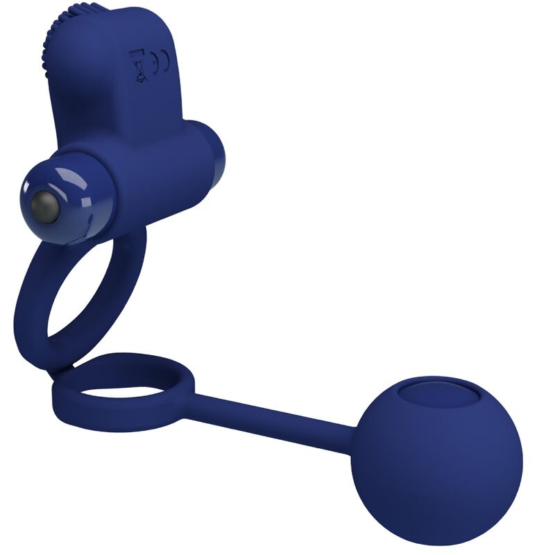 PRETTY LOVE – Remington doppelter vibrierender Penisring mit Analplug, Blau