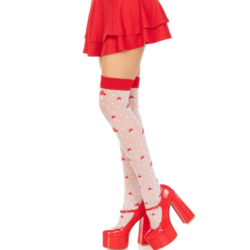 LEG AVENUE – Pilz-Kniestrümpfe Rot/Weiß