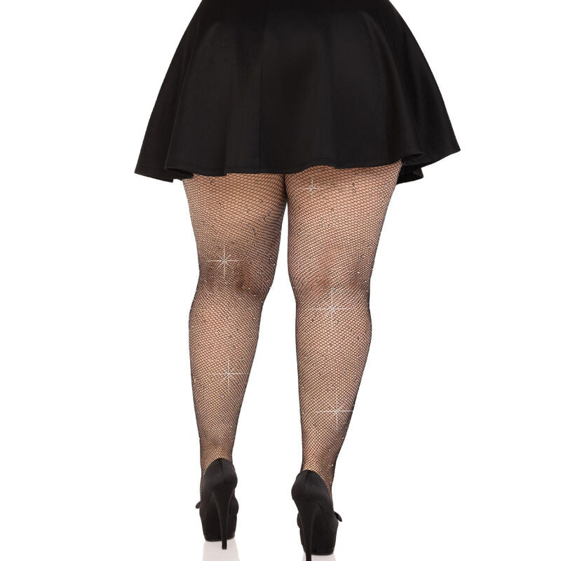 LEG AVENUE – Netzstrümpfe mit Kristallmuster Plus Size