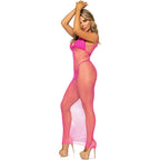 LEG AVENUE – Netz-Kleid lang Gelb One Size (Einheitsgröße)