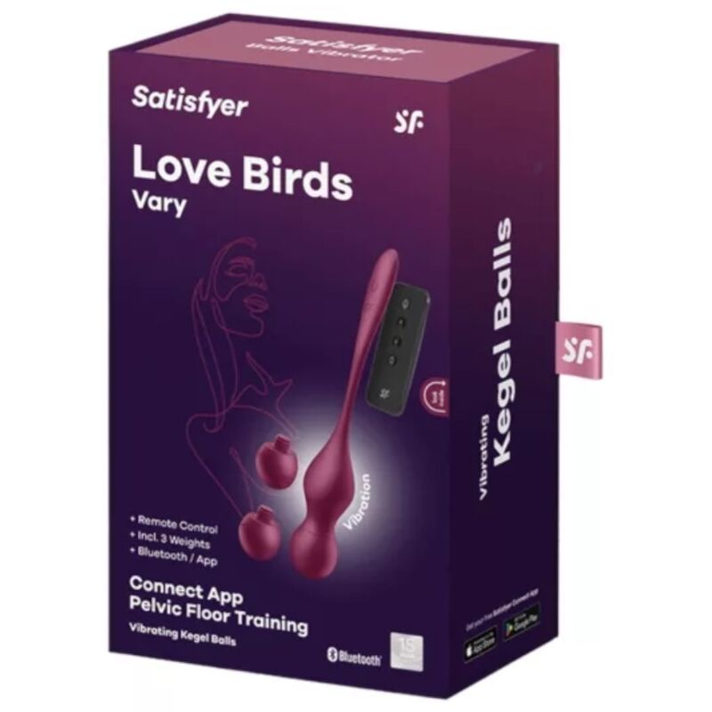 SATISFYER – Love Birds Vary vibrierende Liebeskugeln mit kostenloser App, Weinrot