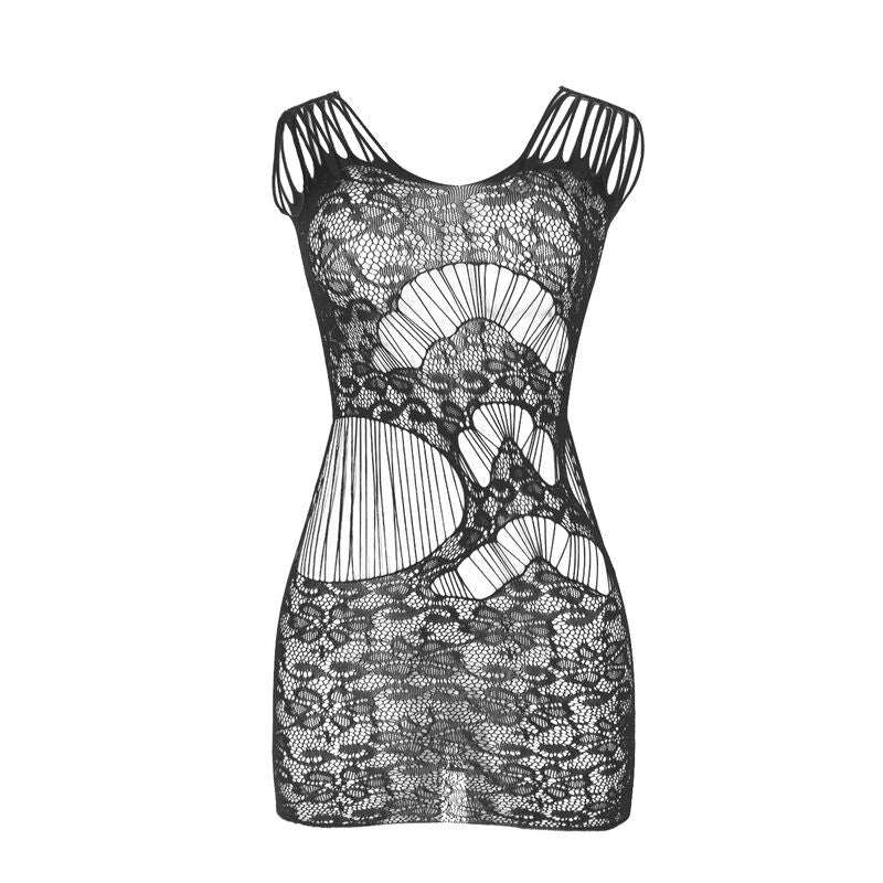 SUBBLIME – 951771 Kleid lang mit Netz & Rückenausschnitt Schwarz One Size (Einheitsgröße)