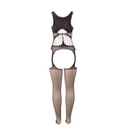 SUBBLIME – Netz-Bodystocking ohne Schritt mit Cups und offenen Schultern Schwarz One Size