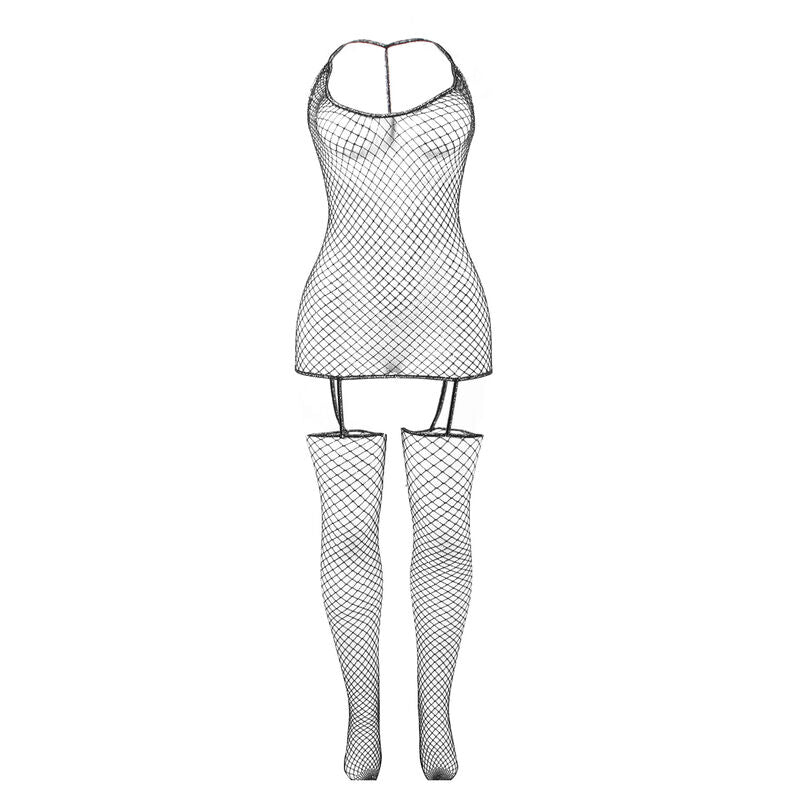 SUBBLIME – Glänzender Netz-Bodystocking One Size