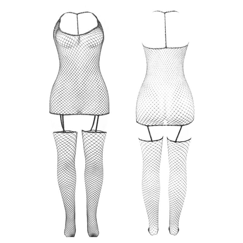 SUBBLIME – Glänzender Netz-Bodystocking One Size