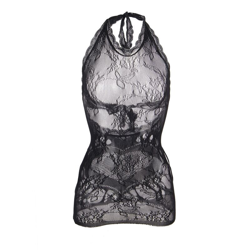 SUBBLIME – 952075 Netz-Kleid Schwarz kurz mit Rückenausschnitt & Herzdetail One Size (Einheitsgröße)