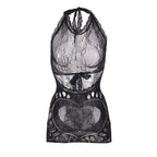 SUBBLIME – 952075 Netz-Kleid Schwarz kurz mit Rückenausschnitt & Herzdetail One Size (Einheitsgröße)