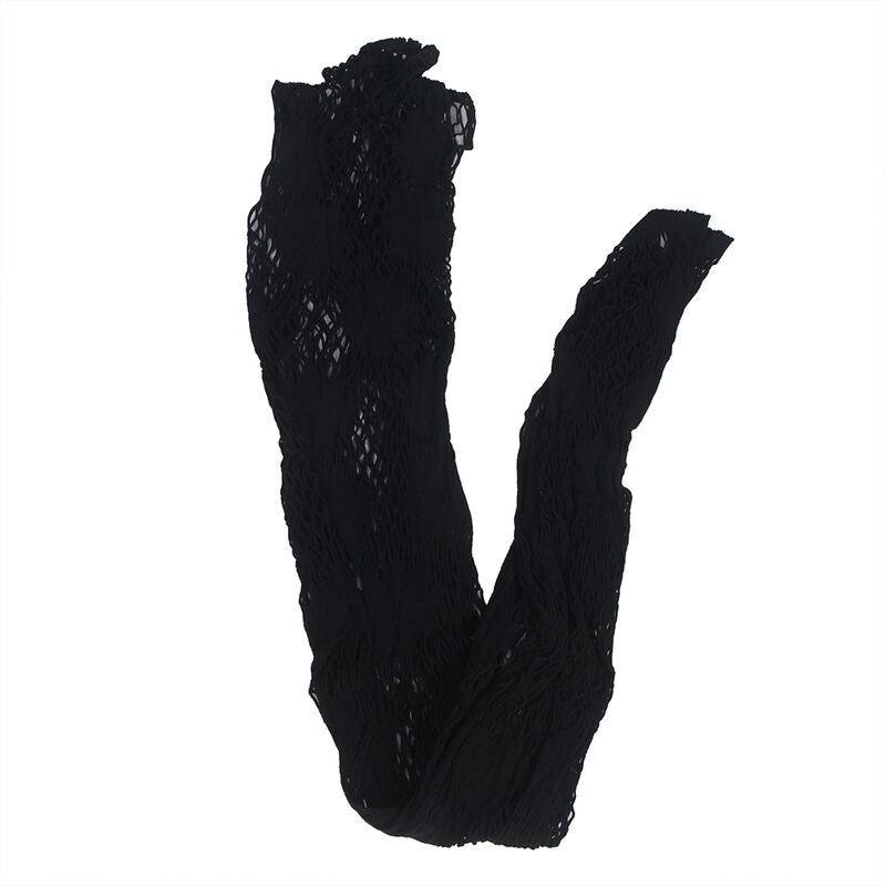 SUBBLIME – Netz-Bodystocking im Kleid-Design mit Blumendetails Schwarz One Size