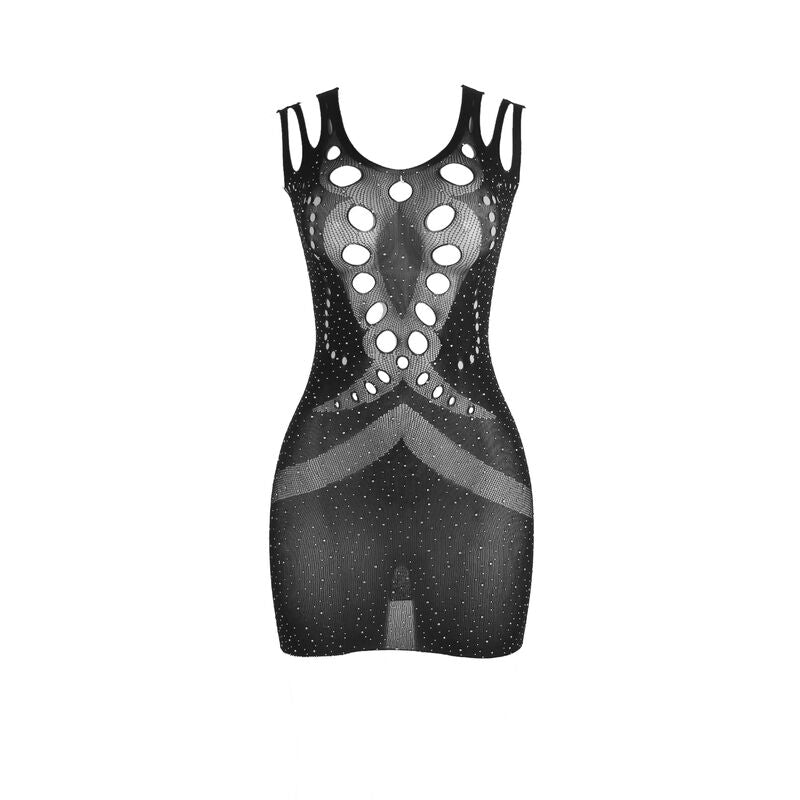 SUBBLIME – 952198 Netz-Kleid mit Strass Schwarz One Size (Einheitsgröße)