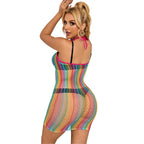 SUBBLIME – 952341 Regenbogen Netz-Kleid One Size (Einheitsgröße)