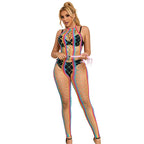 SUBBLIME – 952358 Rainbow Neckholder Netz-Kleid One Size (Einheitsgröße)