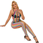 SUBBLIME – 952358 Rainbow Neckholder Netz-Kleid One Size (Einheitsgröße)