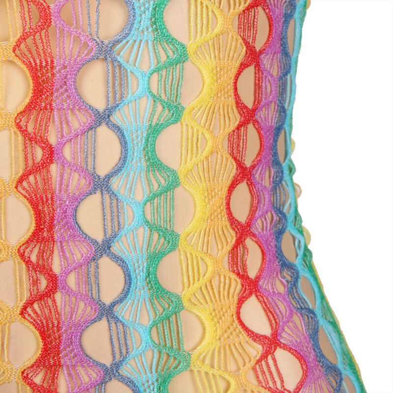 SUBBLIME – 952365 Rainbow Netz-Kleid mit freien Schultern One Size (Einheitsgröße)