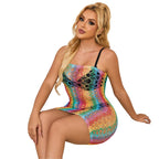 SUBBLIME – 952365 Rainbow Netz-Kleid mit freien Schultern One Size (Einheitsgröße)