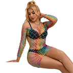 SUBBLIME – 952426 Regenbogen-Kleid mit langen Ärmeln Netz One Size (Einheitsgröße)