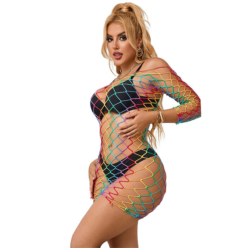 SUBBLIME – 952426 Regenbogen-Kleid mit langen Ärmeln Netz One Size (Einheitsgröße)