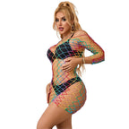 SUBBLIME – 952426 Regenbogen-Kleid mit langen Ärmeln Netz One Size (Einheitsgröße)