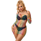 SUBBLIME – 952426 Regenbogen-Kleid mit langen Ärmeln Netz One Size (Einheitsgröße)