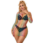 SUBBLIME – 952426 Regenbogen-Kleid mit langen Ärmeln Netz One Size (Einheitsgröße)