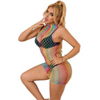SUBBLIME – 952433 Rainbow Netz-Kleid mit hohem Kragen ärmellos One Size (Einheitsgröße)