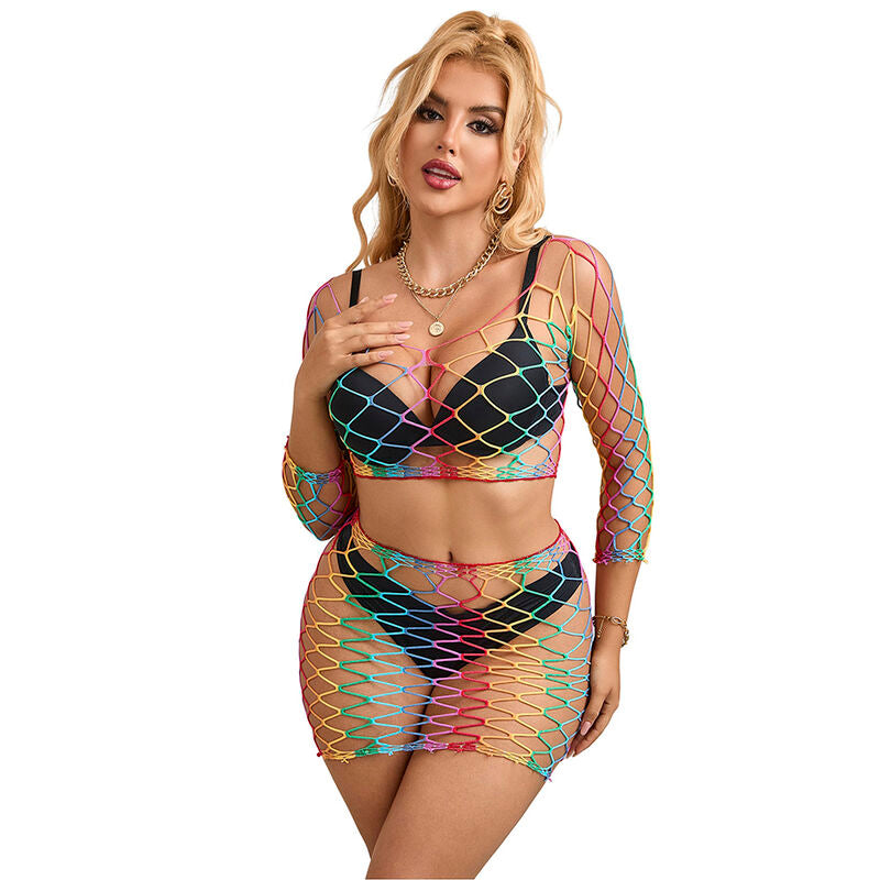SUBBLIME – 952440 Zweiteiliges Netz-Set Langarm Regenbogen One Size