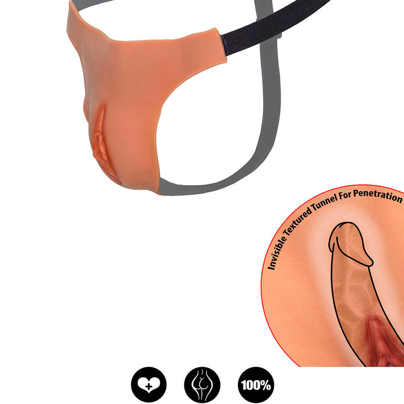 HIDDEN DESIRE – Alter Ego verstellbarer Ouvert-String mit Vagina-Öffnung, Hautfarben