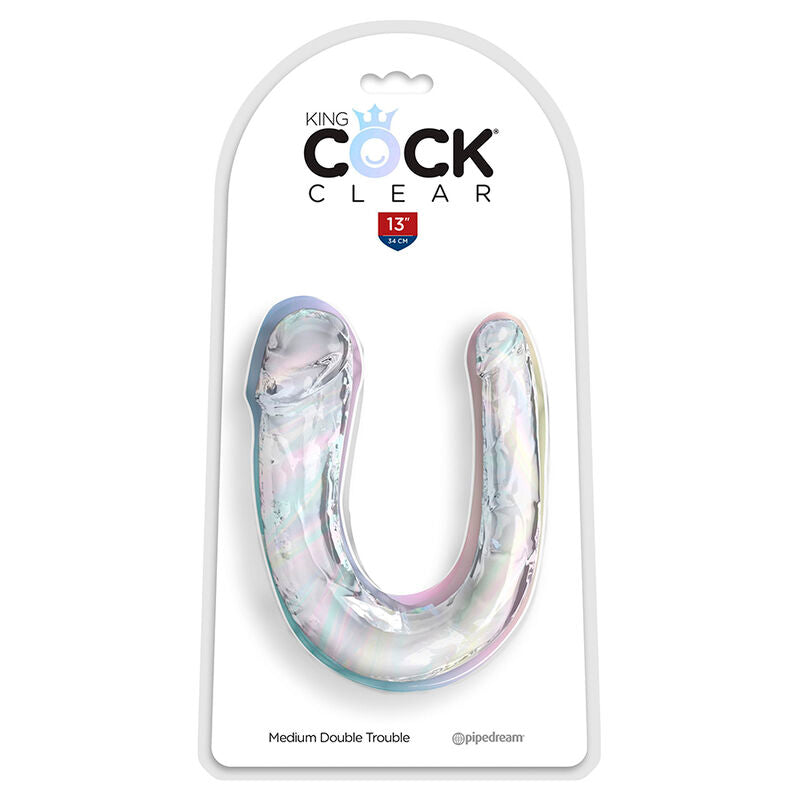 KING COCK – Double Trouble flexibler Doppeldildo, 33 cm, Transparent