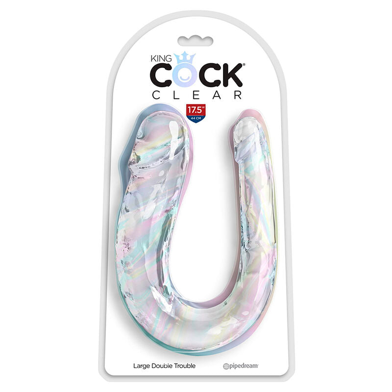 KING COCK – Double Trouble flexibler Doppeldildo, 44 cm, Transparent
