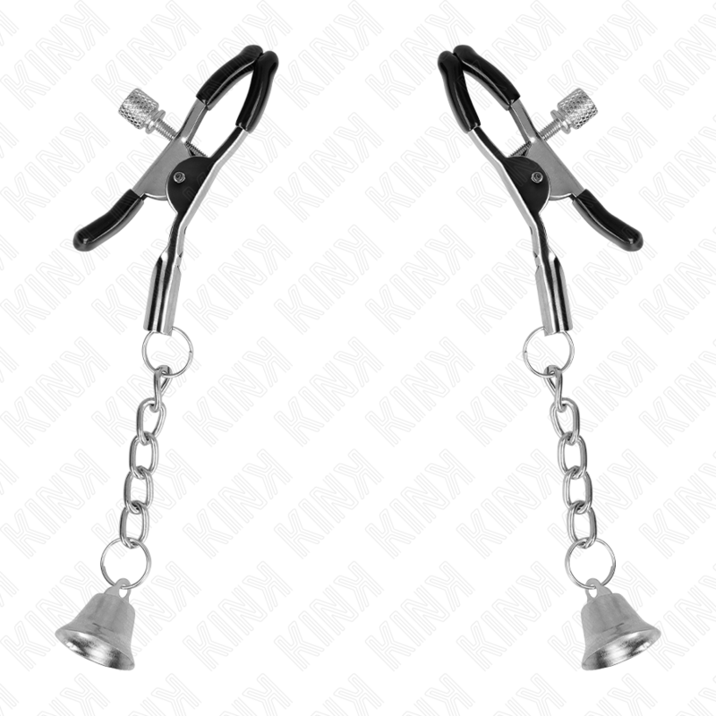 KINK – Silberne Nippelklemmen mit Glockenanhänger 6 cm