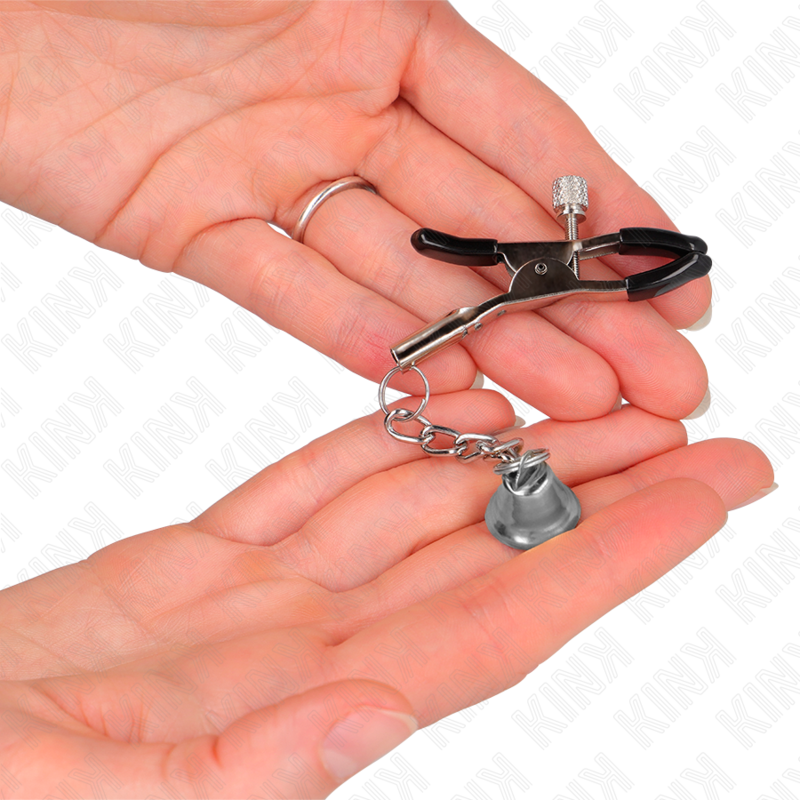 KINK – Silberne Nippelklemmen mit Glockenanhänger 6 cm