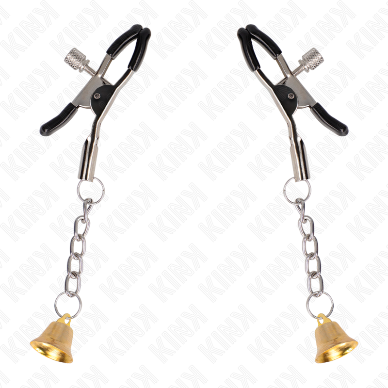 KINK – Goldene Nippelklemmen mit Glockenanhänger 6 cm