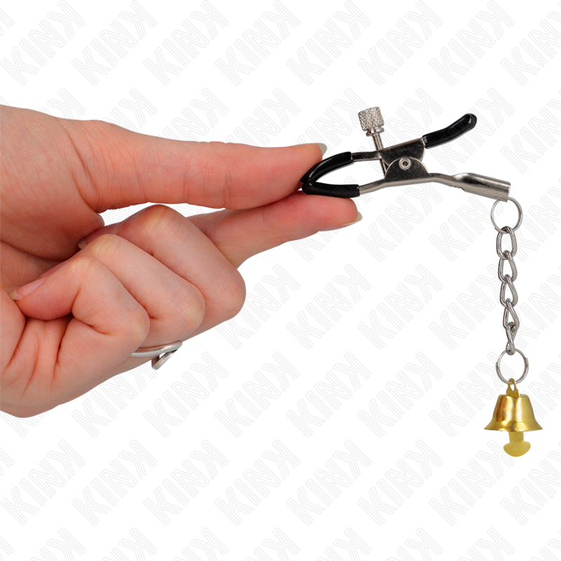 KINK – Goldene Nippelklemmen mit Glockenanhänger 6 cm