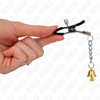 KINK – Goldene Nippelklemmen mit Glockenanhänger 6 cm