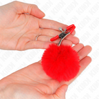 KINK – Kunstfellball-Nippelklammer rot 6 cm