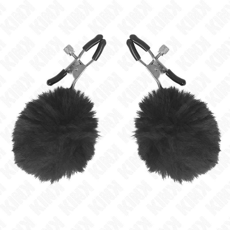 KINK – Kunstfellball-Nippelklammer schwarz 6 cm