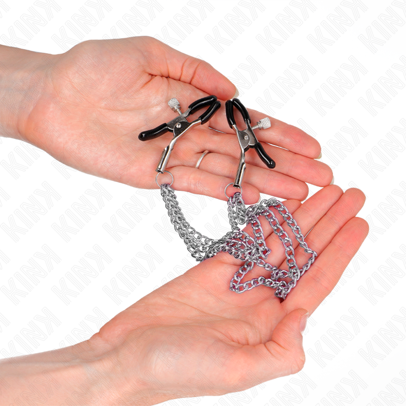 KINK – Nippelklammern mit 3 Ketten silber 20/23/28 cm
