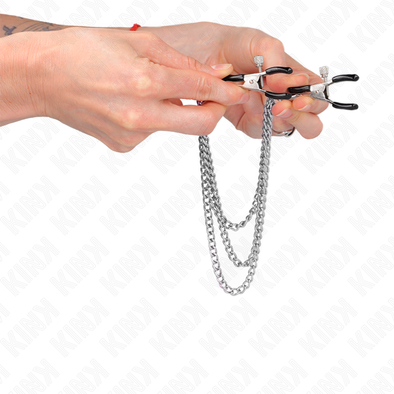 KINK – Nippelklammern mit 3 Ketten silber 20/23/28 cm
