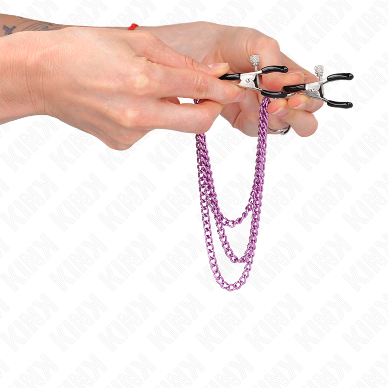 KINK – Nippelklammern mit 3 Ketten lila 20/23/28 cm