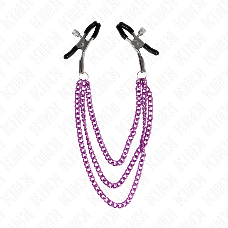 KINK – Nippelklammern mit 3 Ketten lila 20/23/28 cm
